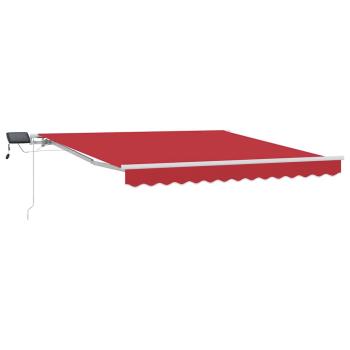 manuelle einziehbare Markise mit LED Rot 350x250 cm, Markisen-Ersatzstoff für 3.5x2.5 m Rahmen Rot