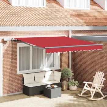 ARDEBO.de - manuelle einziehbare Markise mit LED rot 350x250 cm, Markisen-Ersatzstoff für 3.5x2.5 m Rahmen rot