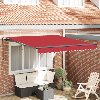 Automatische Einziehbare Markise Rot 350x250 cm, Markisenersatzstoff für 3.5x2.5 m Rahmen Rot