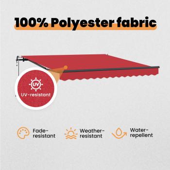 Automatische Einziehbare Markise Rot 350x250 cm, Markisenersatzstoff für 3.5x2.5 m Rahmen Rot