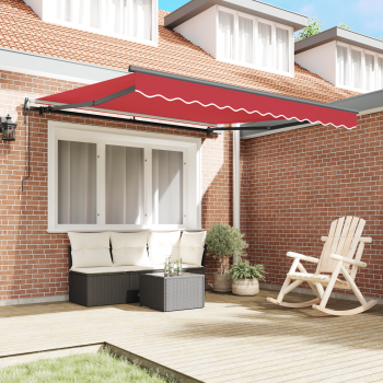 Automatische Einziehbare Markise Rot 350x250 cm, Markisenersatzstoff für 3.5x2.5 m Rahmen Rot