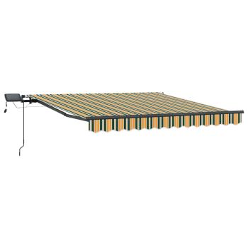 Manuelle Einziehbare Markise mit LED in Grün und Gelb 350x250 cm, Markisenstoff für 3,5x2,5 m Rahmen in Grün und Gelb