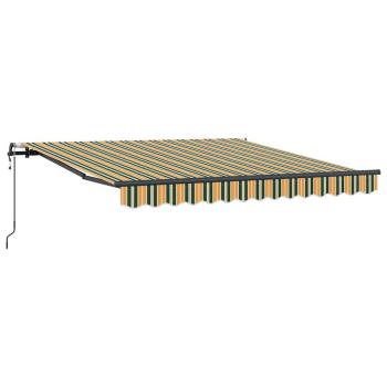 automatische einziehbare Markise Grün und Gelb 350x250 cm, Markisenersatzstoff für 3.5x2.5 m Gestell Grün und Gelb
