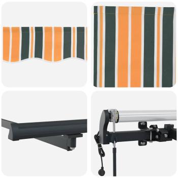 automatische einziehbare Markise Grün und Gelb 350x250 cm, Markisenersatzstoff für 3.5x2.5 m Gestell Grün und Gelb
