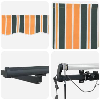 Automatische Einziehbare Markise mit LED Grün und Gelb 350x250 cm, Markisen-Ersatzstoff für 3,5x2,5 m Rahmen Grün und Gelb