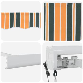 Automatische einziehbare Markise Grün und Gelb 350x250 cm, Markisenersatzgewebe für Rahmen 3,5x2,5 m Grün und Gelb