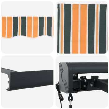 Automatische Einziehbare Markise Grün und Gelb 350x250 cm, Markisenersatzstoff für Rahmen 3.5x2.5 m Grün und Gelb