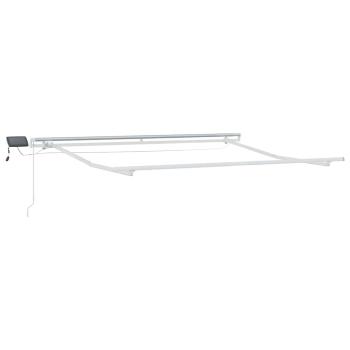 Manuelle Einziehbare Markise mit LED in Grün und Weiß 350x250 cm, Markisenersatzstoff für 3,5x2,5 m Rahmen in Grün und Weiß