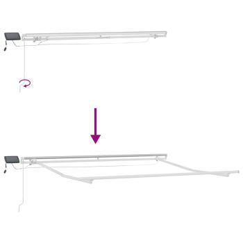 Manuelle Einziehbare Markise mit LED in Grün und Weiß 350x250 cm, Markisenersatzstoff für 3,5x2,5 m Rahmen in Grün und Weiß