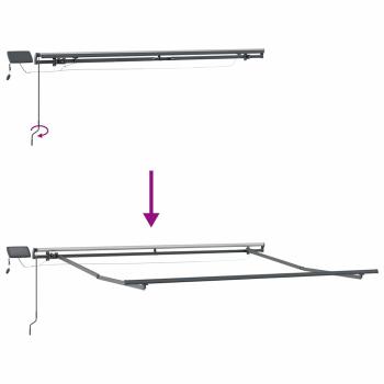 Manuelle Einziehbare Markise mit LED Grün und Weiß 350x250 cm, Markisen-Ersatzstoff für 3,5x2,5 m Rahmen Grün und Weiß