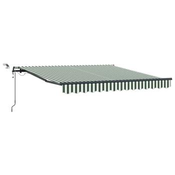 Automatische Einziehbare Markise mit LED in Grün und Weiß 350x250 cm, Markiseneinzelteil für 3,5x2,5 m Rahmen in Grün und Weiß