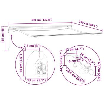 Automatische Einziehbare Markise mit LED in Grün und Weiß 350x250 cm, Markiseneinzelteil für 3,5x2,5 m Rahmen in Grün und Weiß