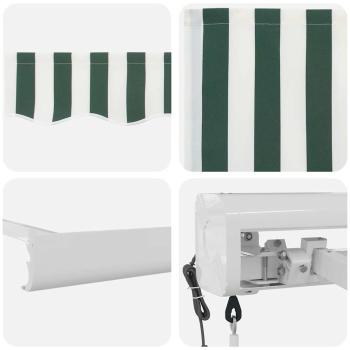 Automatische einziehbare Markise Grün und Weiß 350x250 cm, Markisenersatzstoff für 3.5x2.5 m Rahmen Grün und Weiß