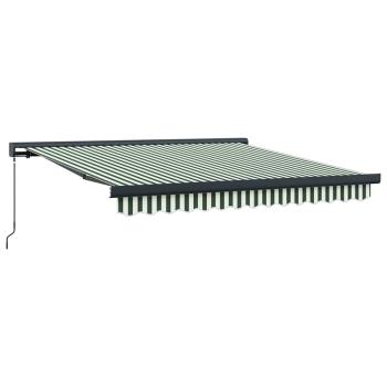 Manuelle Einziehbare Markise Grün und Weiß 350x250 cm, Markisenersatzstoff für 3,5x2,5 m Rahmen Grün und Weiß