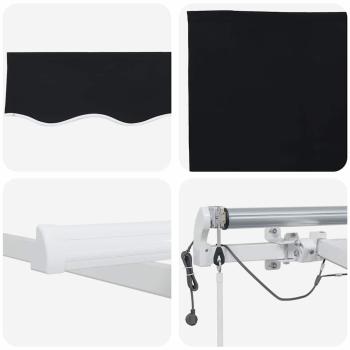 automatische ausziehbare Markise mit LED Schwarz 400x300 cm, Markisen-Ersatzstoff für Rahmen 4x3 m Schwarz