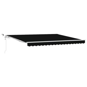 automatische ausziehbare Markise mit LED Schwarz 400x300 cm, Markisen-Ersatzstoff für Rahmen 4x3 m Schwarz