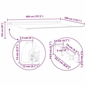 automatische einziehbare Markise mit LED Beige 400x300 cm, Markisen-Ersatzstoff für 4x3 m Rahmen Beige