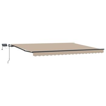 manuelle einziehbare Markise mit LED Beige 400x300 cm, Markisen-Ersatzstoff für 4x3 m Rahmen Beige