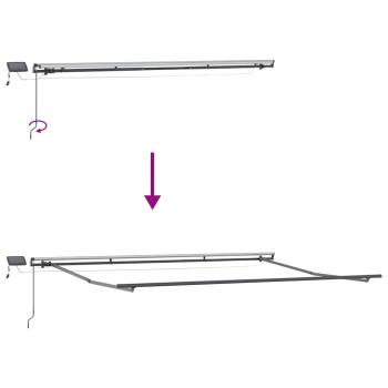manuelle einziehbare Markise mit LED Beige 400x300 cm, Markisen-Ersatzstoff für 4x3 m Rahmen Beige