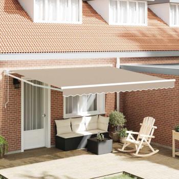 Ausziehbare Markise Beige 400 x 300 cm Polyester und Metall