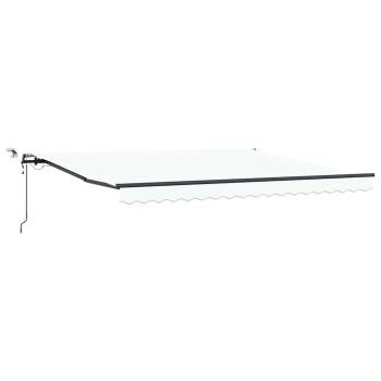 automatische einziehbare Markise mit LED Weiß 400x300 cm, Markisenersatzgewebe für 4x3 m Rahmen Weiß