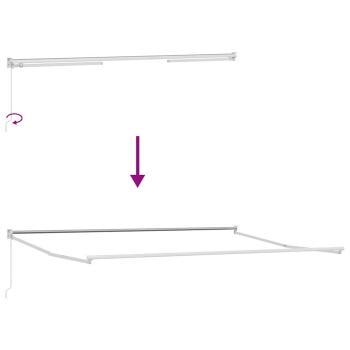 ARDEBO.de - Manuelle Einziehbare Markise Weiß 400x300 cm, Markisenersatzstoff für 4x3 m Rahmen Weiß