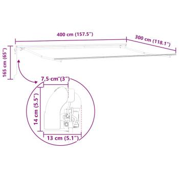 Automatische Einziehbare Markise Hellgrau 400x300 cm, Markisenstoff für 4x3 m Rahmen in Hellgrau