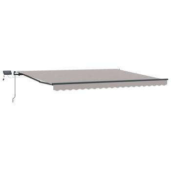 Manuelle einziehbare Markise mit LED Licht grau 400x300 cm, Markisen-Ersatzstoff für Rahmen 4x3 m Hellgrau