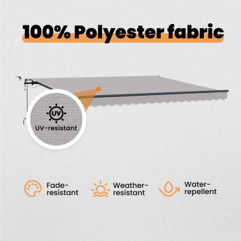 Automatische Einziehbare Markise mit LED Hellgrau 400x300 cm, Markisenersatzstoff für 4x3 m Rahmen Hellgrau