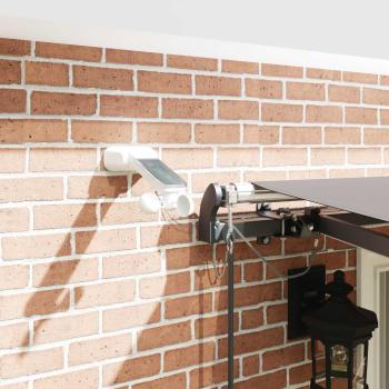 Automatische Einziehbare Markise mit LED Hellgrau 400x300 cm, Markisenersatzstoff für 4x3 m Rahmen Hellgrau