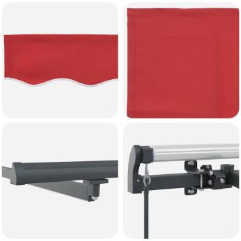 Manuelle aufrollbare Markise mit LED Rot 400x300 cm, Markisenersatzstoff für 4x3 m Rahmen Rot