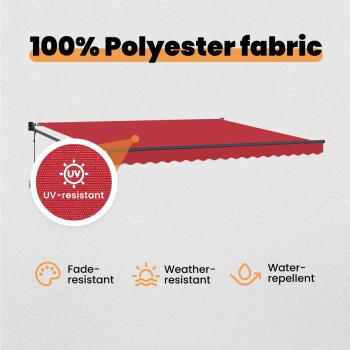 Automatische Einziehbare Markise Rot 400x300 cm, Markisenersatzstoff für 4x3 m Rahmen Rot
