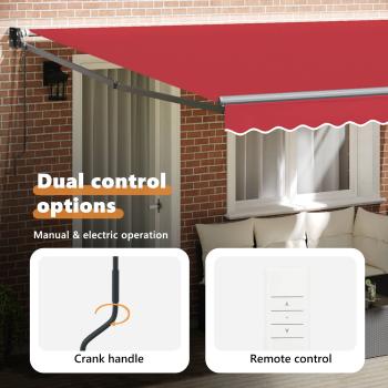 Automatische Einziehbare Markise Rot 400x300 cm, Markisenersatzstoff für 4x3 m Rahmen Rot