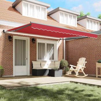 Automatische Einziehbare Markise Rot 400x300 cm, Markisenersatzstoff für 4x3 m Rahmen Rot