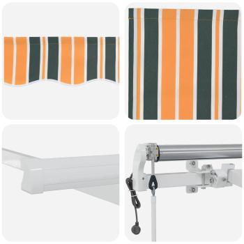 Automatische einziehbare Markise Grün und Gelb 400x300 cm, Markisen-Ersatzstoff für 4x3 m Rahmen Grün und Gelb
