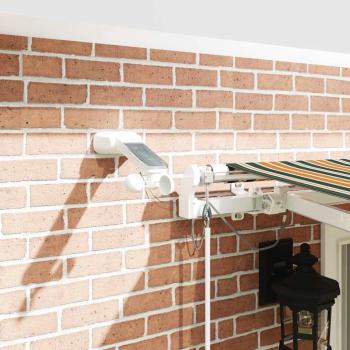 automatische einziehbare Markise mit LED Grün und Gelb 400x300 cm, Markisenstoff für 4x3 m Rahmen Grün und Gelb