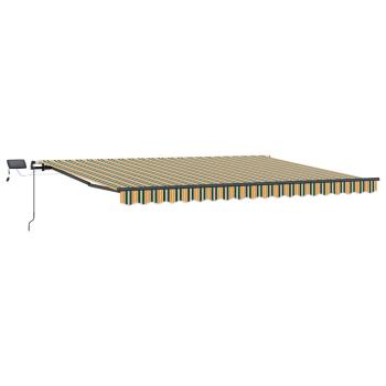 Manuelle Einziehbare Markise mit LED Grün und Gelb 400x300 cm, Markisenersatzstoff für 4x3 m Rahmen Grün und Gelb