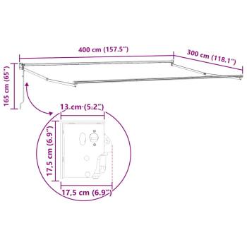 Automatische Einziehbare Markise Grün und Gelb 400x300 cm, Markisen-Ersatzstoff für 4x3 m Rahmen Grün und Gelb