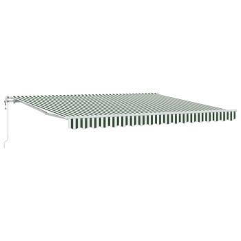 Automatische Einziehbare Markise Grün und Weiß 400x300 cm, Markisen-Ersatzstoff für 4x3 m Gestell Grün und Weiß