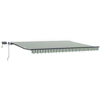 Manuelle einziehbare Markise mit LED in Grün und Weiß, 400 x 300 cm, Markisen-Ersatzstoff für 4 x 3 m Rahmen in Grün und Weiß