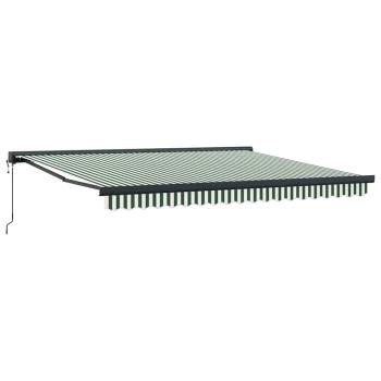 Automatische einziehbare Markise Grün und Weiß 400x300 cm, Markisen-Ersatzstoff für 4x3 m Rahmen Grün und Weiß