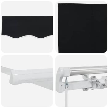 Manuelle Einziehbare Markise Schwarz 400x350 cm, Markisen-Ersatzstoff für 4x3,5 m Rahmen Schwarz
