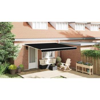 Manuelle Einziehbare Markise Schwarz 400x350 cm, Markisen-Ersatzstoff für 4x3,5 m Rahmen Schwarz
