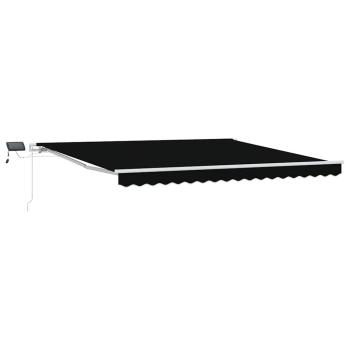 manuelle einziehbare Markise mit LED Schwarz 400x350 cm, Markisenersatzstoff für 4x3.5 m Rahmen Schwarz