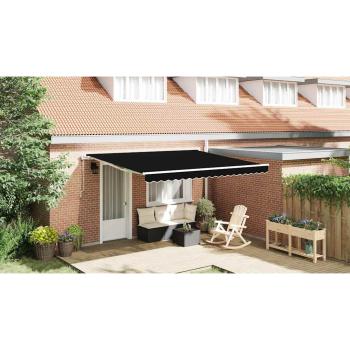 Automatische Einziehbare Markise Schwarz 400x350 cm, Markisen-Ersatzstoff für 4x3.5 m Rahmen Schwarz