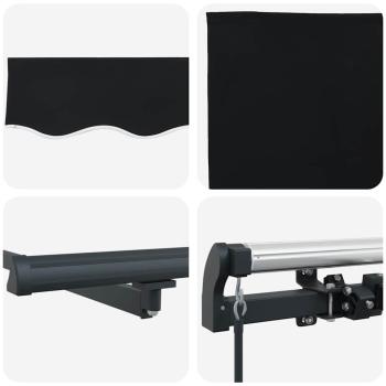 Manuelle einziehbare Markise Schwarz 400x350 cm, Markisenersatzstoff für 4x3,5 m Rahmen Schwarz