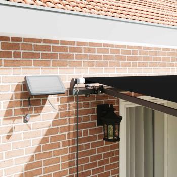 manuelle einziehbare Markise mit LED Schwarz 400x350 cm, Markisen-Ersatzstoff für 4x3,5 m Rahmen Schwarz