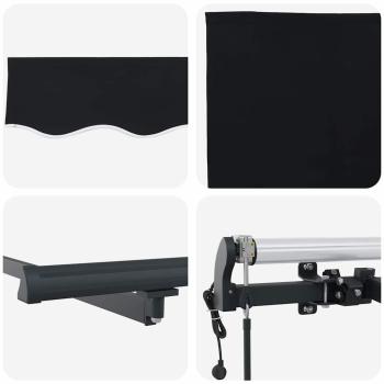 automatische einziehbare Markise Schwarz 400x350 cm, Markisenersatzstoff für 4x3.5 m Rahmen Schwarz