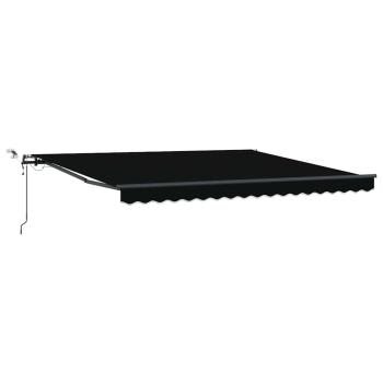 Automatische einziehbare Markise mit LED Schwarz 400x350 cm, Markisenersatzstoff für 4x3,5 m Rahmen Schwarz
