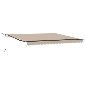 Automatische Einziehbare Markise mit LED Beige 400x350 cm, Markisenersatzstoff für 4x3,5 m Rahmen Beige